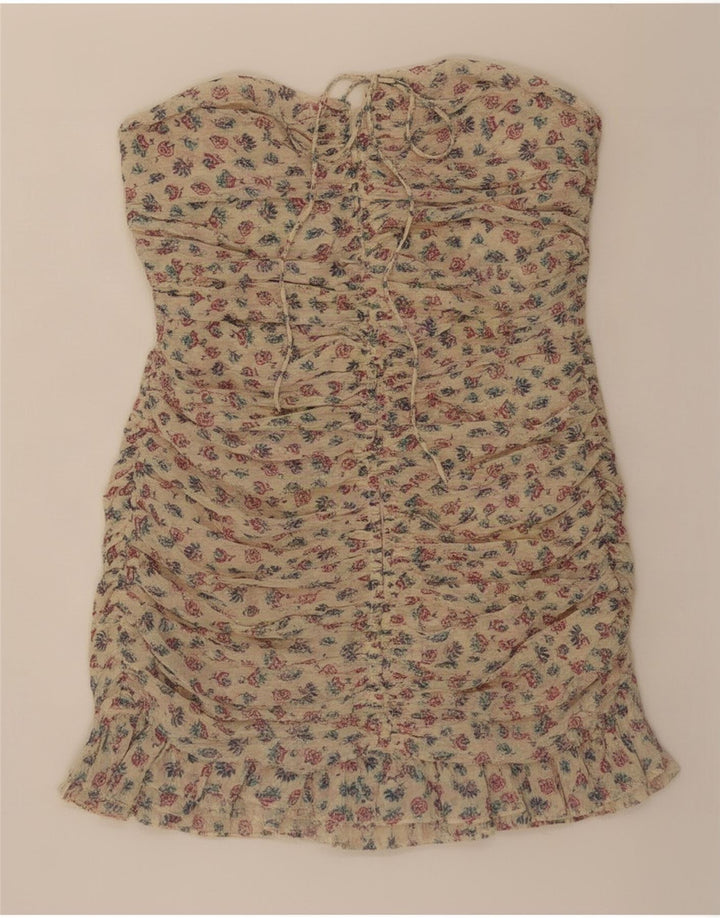 Top fără bretele pentru femei Zara UK 8 mic, bej, floral, poliester
