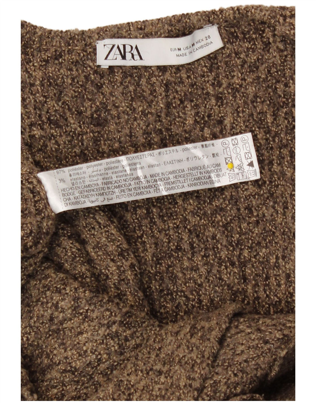 Pulover cardigan supradimensionat cu paragate Zara UK 14 maro mediu cu pete