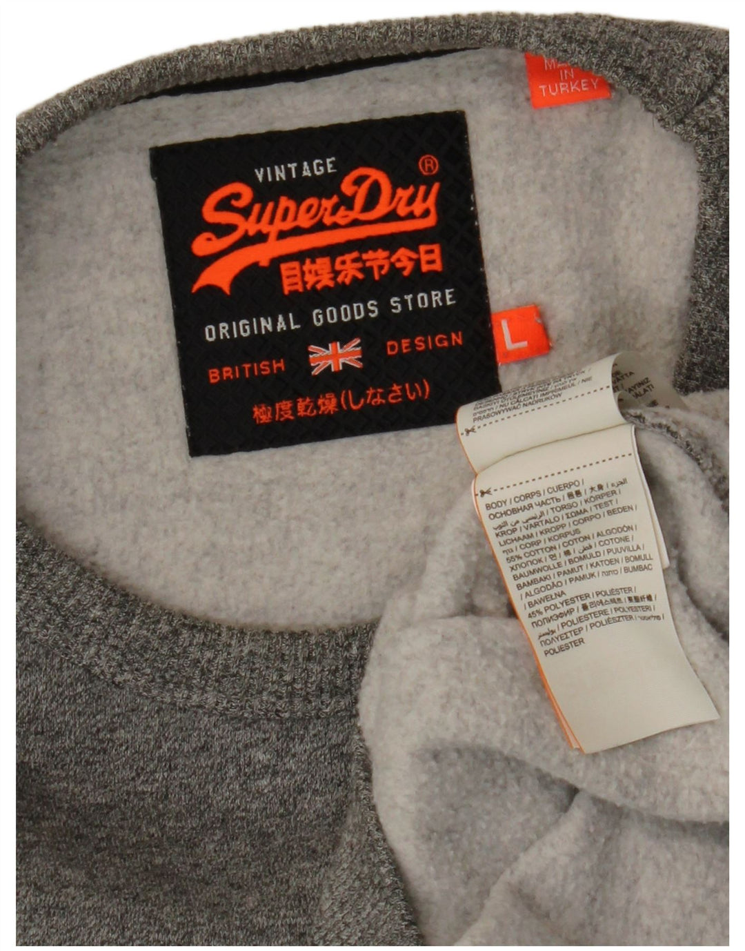 SUPERDRY Hanorac grafic pentru bărbați Pulover mare din bumbac cu pete gri