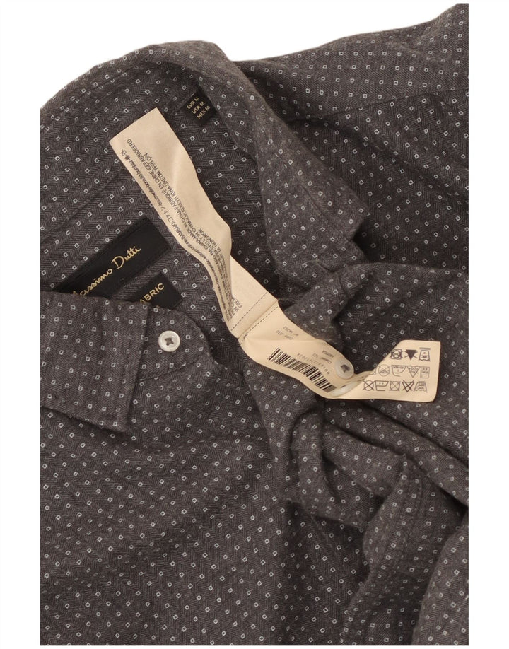 Cămașă Massimo Dutti pentru bărbați, bumbac geometric, gri mediu
