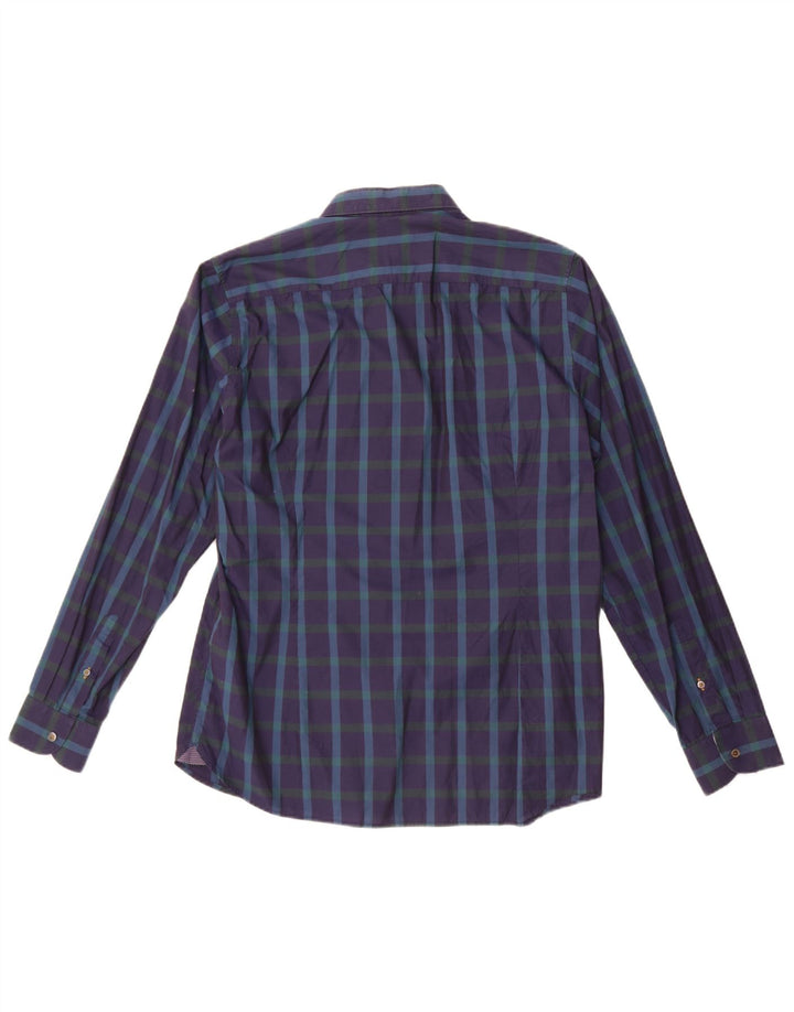 Cămașă pentru bărbați Ted Baker Mărimea 4 mare din bumbac cu carouri bleumarin