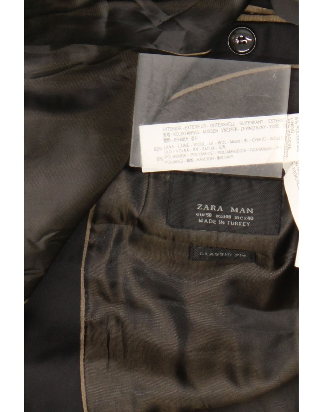 Jachetă pentru bărbați Zara Classics cu 2 nasturi EU 50 Lână neagră medie