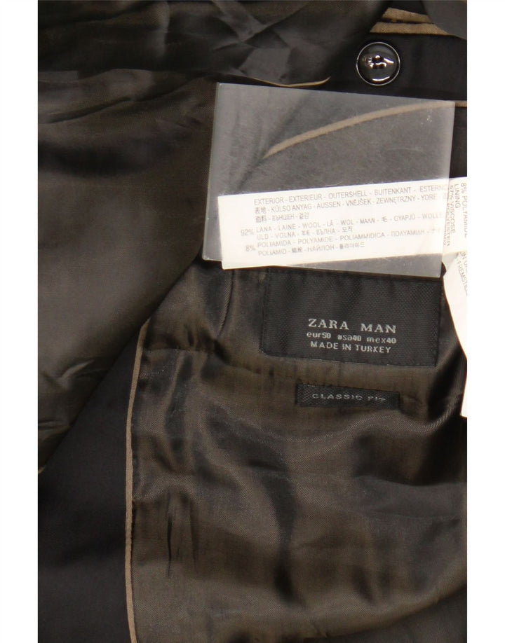 Jachetă pentru bărbați Zara Classics cu 2 nasturi EU 50 Lână neagră medie