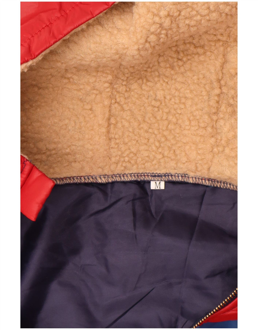 Jachetă căptușită cu glugă vintage pentru femei UK 14 Medium Blue Colorblock