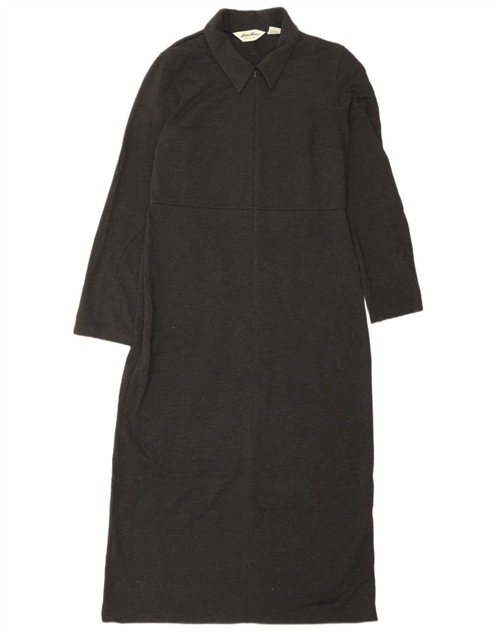 EDDIE BAUER Rochie maxi cu mânecă lungă supradimensionată pentru femei UK 10 Mic Gri