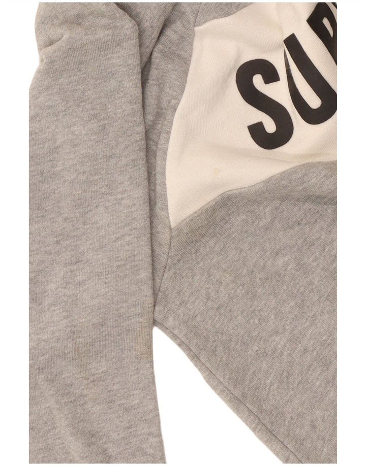 Pulover pentru damă Superdry Crop Graphic Pulover UK 14, bumbac gri mediu