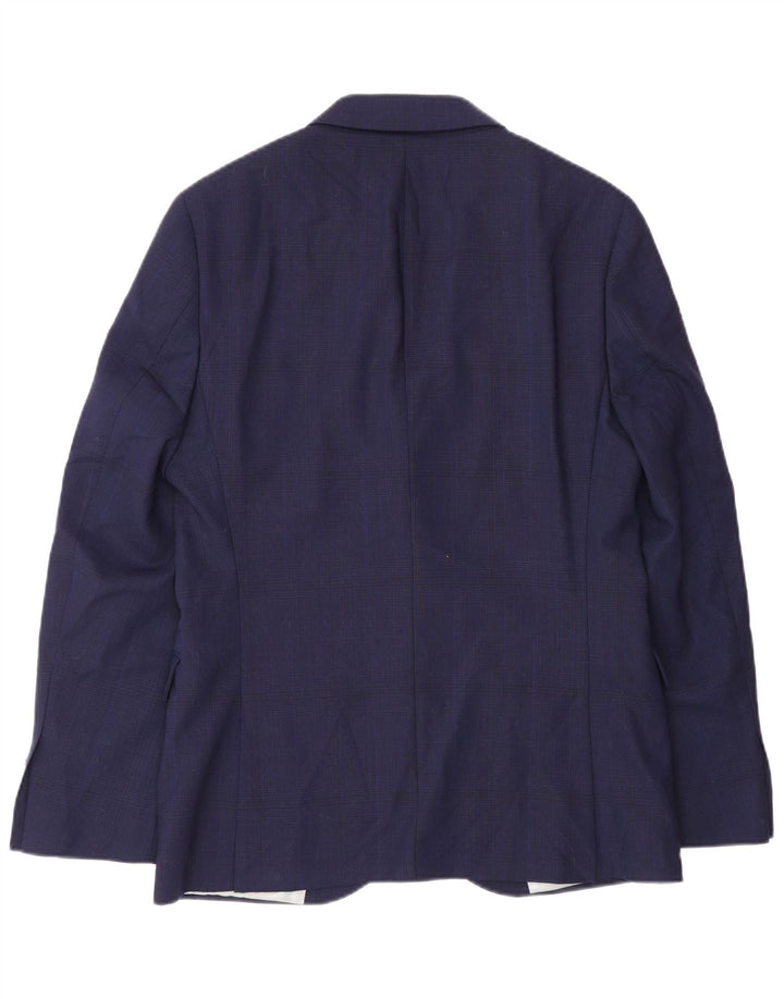Jachetă pentru bărbați Dkny, cu 2 nasturi, slim fit, UK 38, lână medie, albastru bleumarin