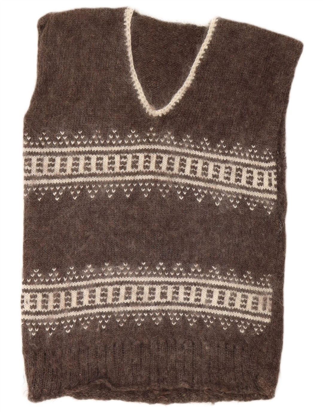 VINTAGE Vestă pentru bărbați Tank Top Medium Brown Fair Isle