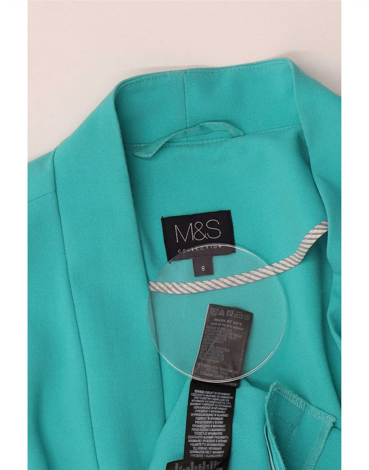 Jachetă pentru femei Marks & Spencer Open Blazer UK 8 mic turcoaz poliester