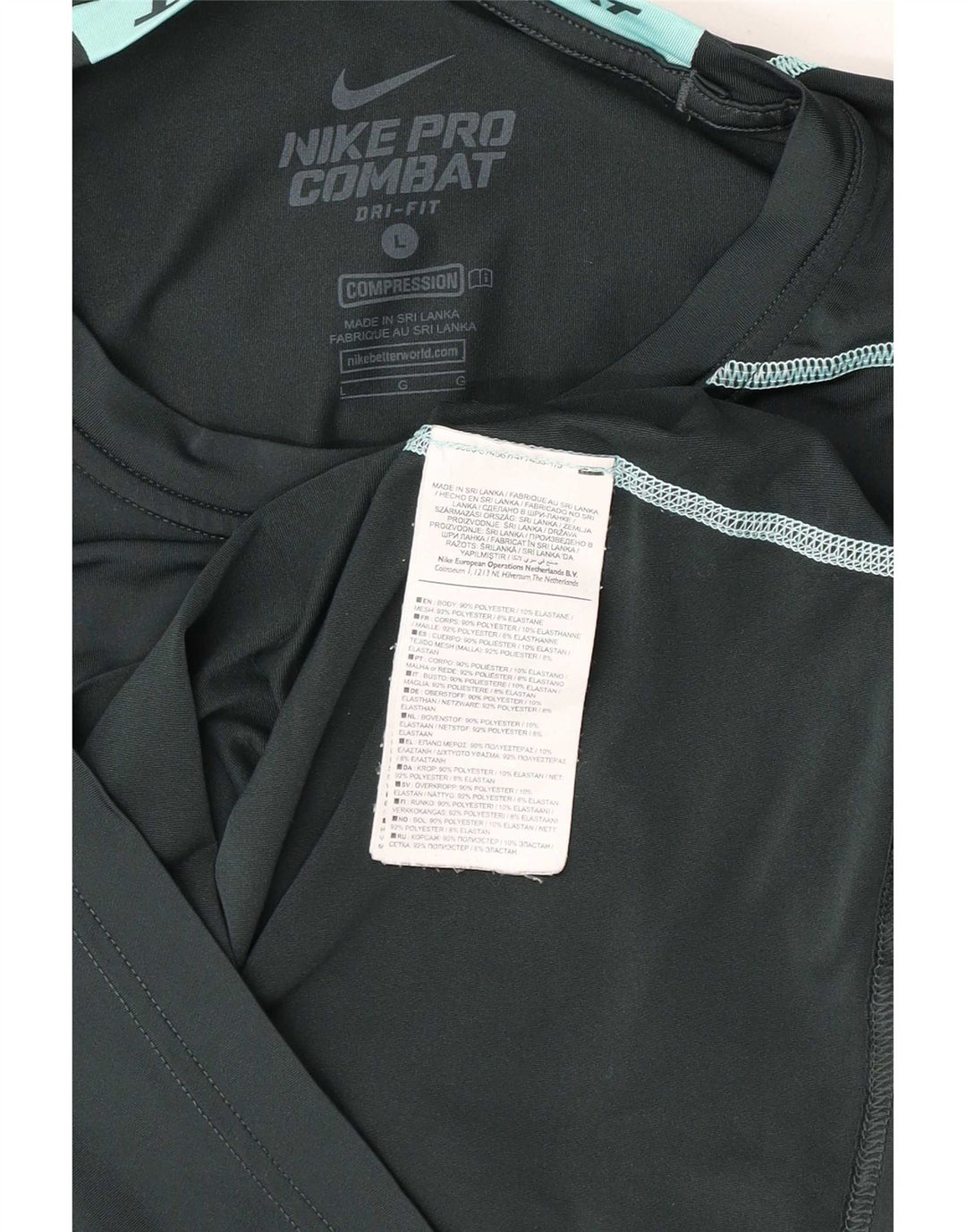 Top grafic Nike Dri Fit pentru bărbați cu mânecă lungă, mare, verde, poliester