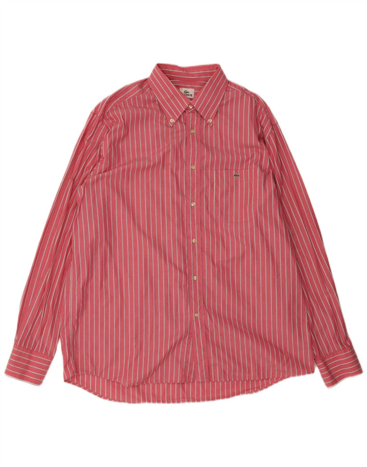 Cămașă bărbați Lacoste Mărimea 45 XL Bumbac cu dungi roz