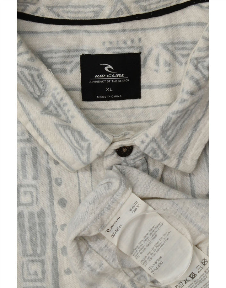 Cămașă cu mânecă scurtă pentru bărbați Rip Curl XL, viscoză geometrică albă