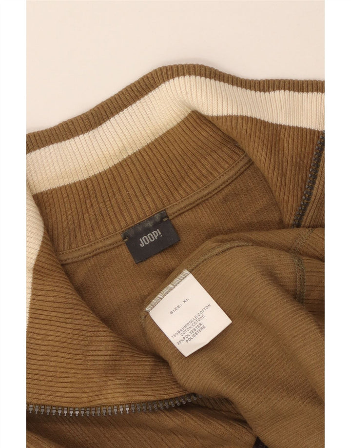 Pulover pentru bărbați Joop, cu fermoar și gât, bumbac maro XL