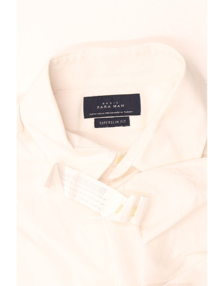 Cămașă pentru bărbați ZARA Super Slim Fit, bumbac alb mediu