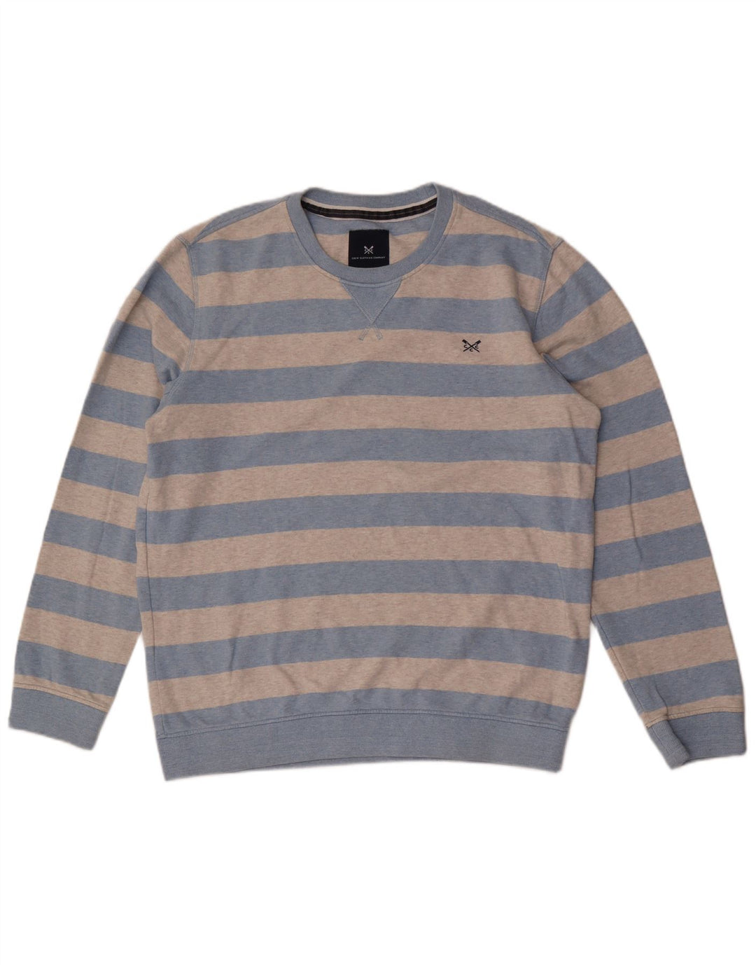 CREW CLOTHING Hanorac pentru bărbați Pulover mare din bumbac cu dungi gri
