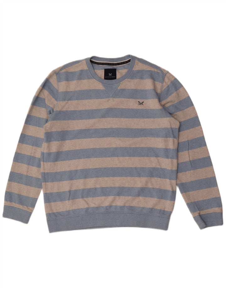 CREW CLOTHING Hanorac pentru bărbați Pulover mare din bumbac cu dungi gri