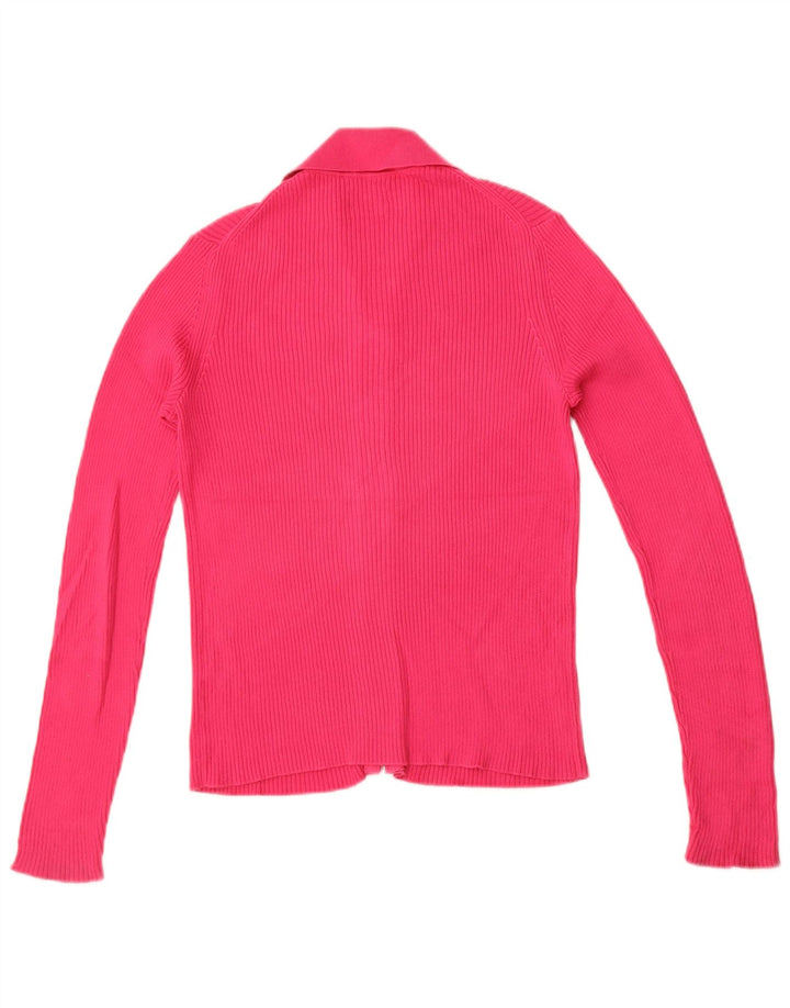 Pulover cardigan Massimo Dutti pentru femei UK 12, bumbac roz mediu