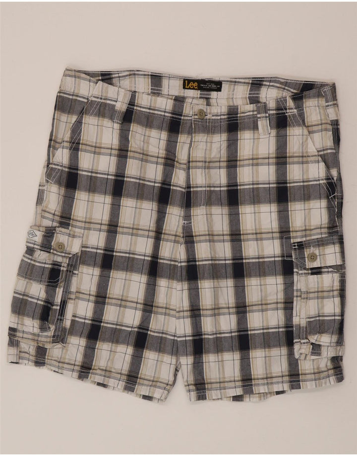 Pantaloni scurți cargo pentru bărbați Lee W40 XL, bumbac alb cu carouri