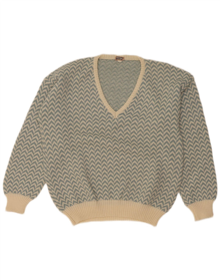 Pulover cu decolteu în V Master pentru femei UK 14 Medium Blue Chevron