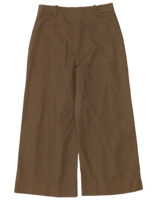 Pantaloni tăiați pentru femei ZARA XS W24 L24 Kaki Bumbac