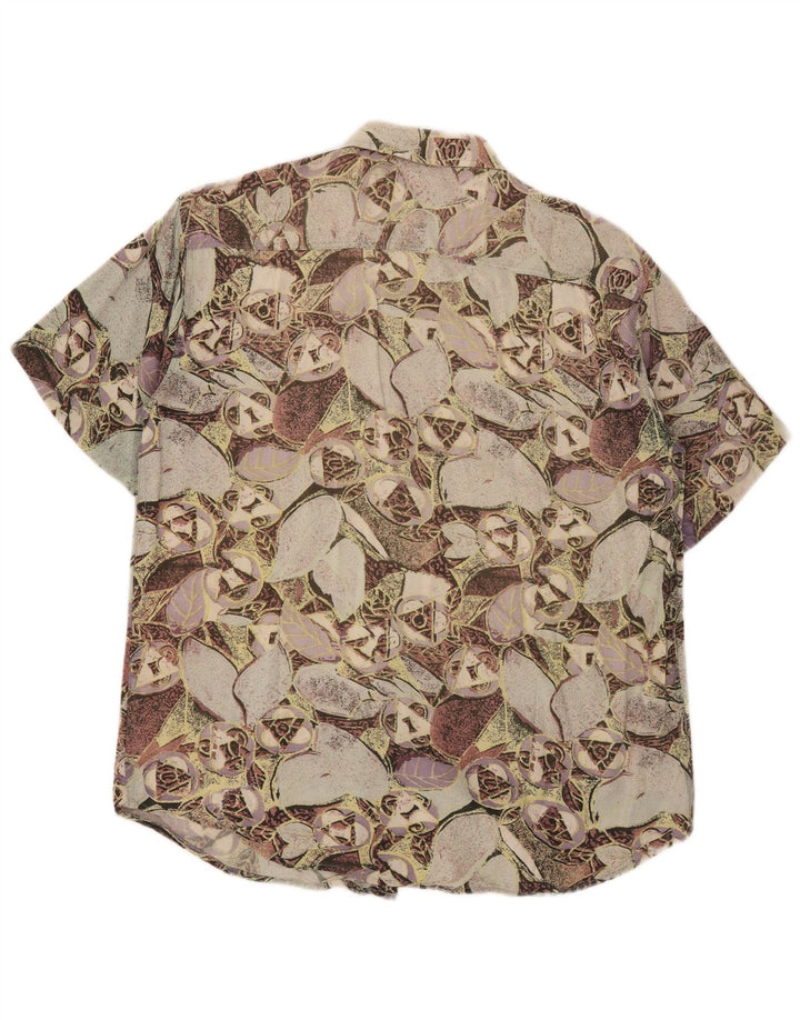Cămașă vintage pentru bărbați cu mânecă scurtă, vâscoză florală, multicoloră, medie
