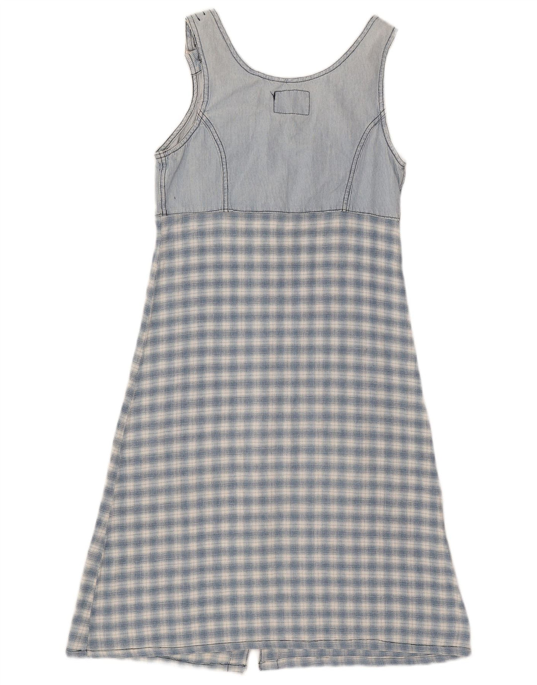SQUAW Rochie denim fără mâneci pentru femei UK 10 Small Blue Check