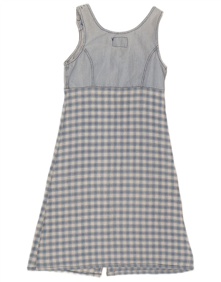 SQUAW Rochie denim fără mâneci pentru femei UK 10 Small Blue Check
