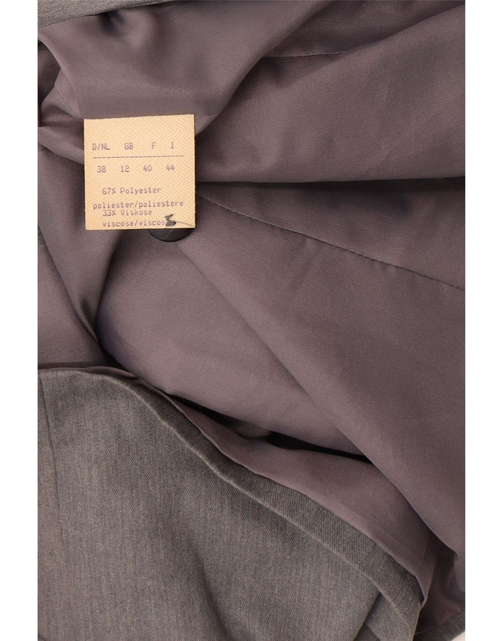 Jachetă vintage pentru femei, cu 1 nasture, din poliester floral, gri mediu, UK 12