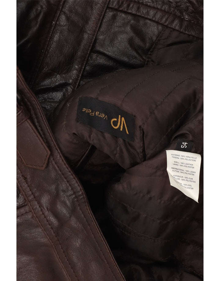Geacă din piele vintage pentru bărbați IT 54 2XL din piele maro
