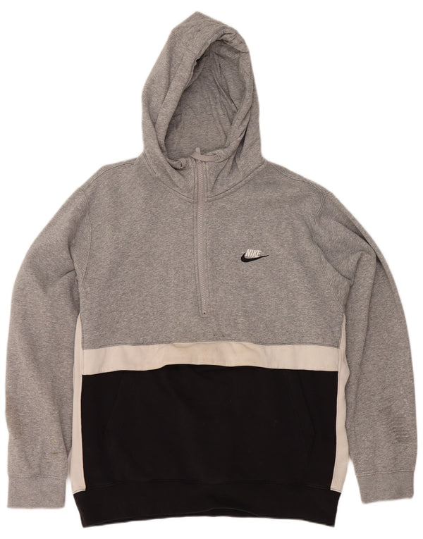 Hanoră Nike pentru bărbați, cu fermoar și gât, din bumbac mare, gri