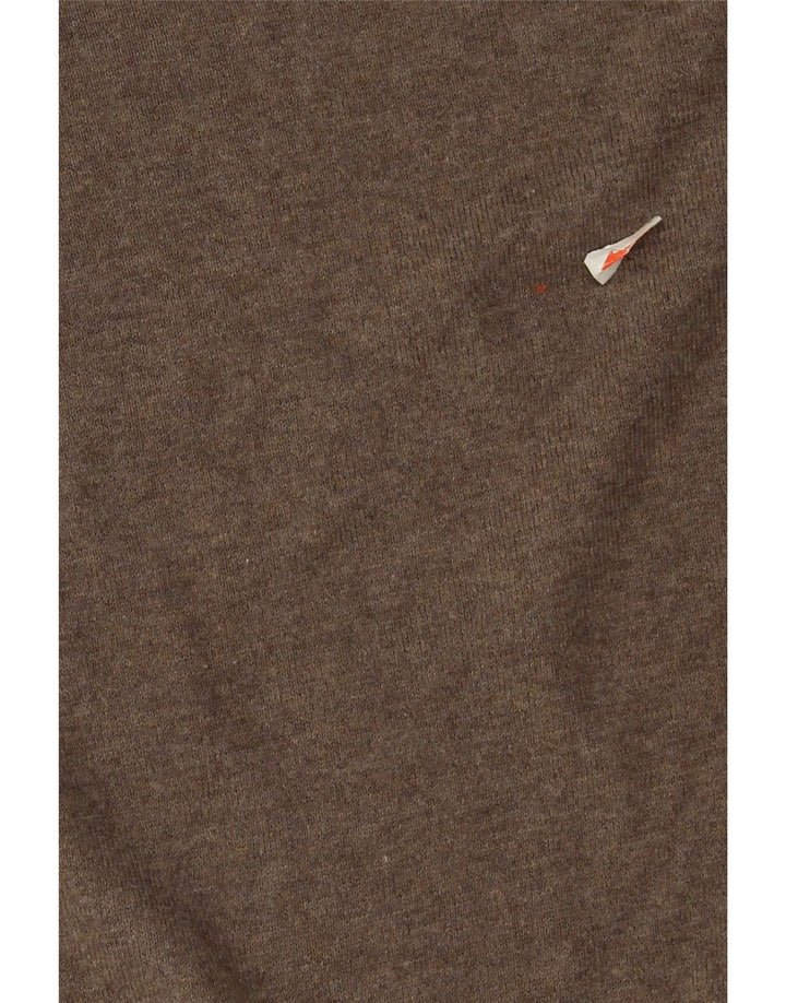 ZARA Mens V-Neck Jumper Sweater Large Brown Cotton