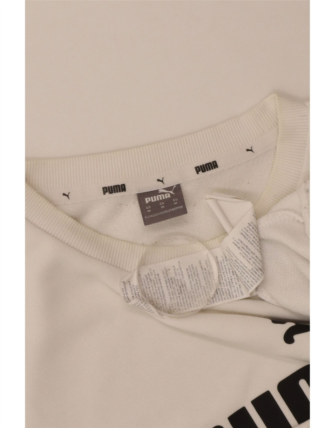 PUMA Womens Graphic Sweatshirt Jumper UK 14 Medium White Cotton