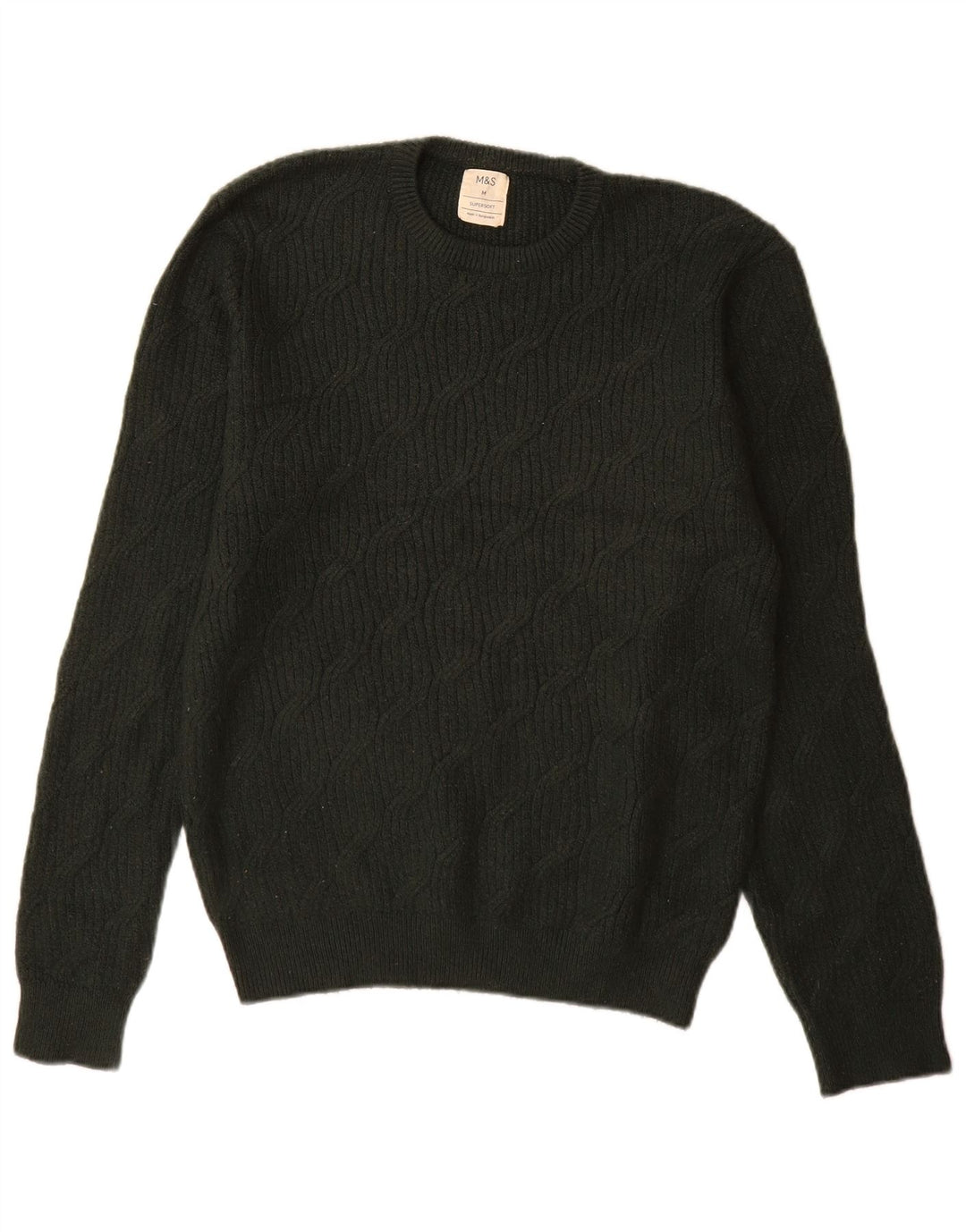 Pulover pentru bărbați Marks & Spencer cu gât crew din poliamidă verde mediu