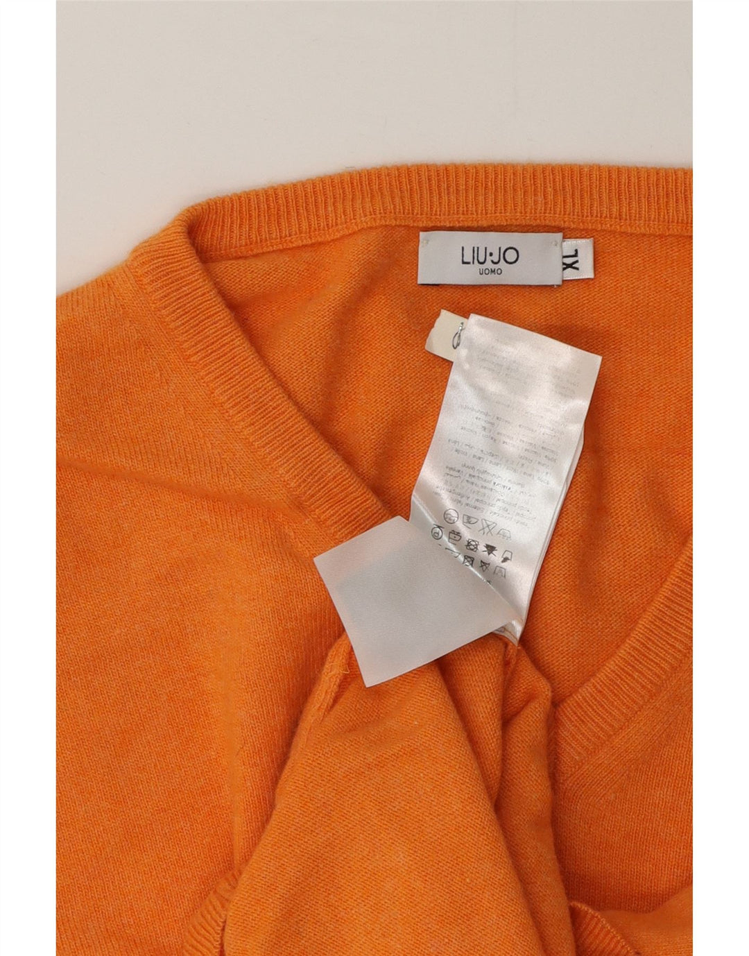 Pulover cu decolteu în V Liu Jo pentru bărbați, XL, lână portocalie