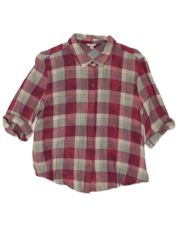Cămașă de flanel cu mâneci 3/4 pentru femei Guess, UK 10, în carouri roșii mici