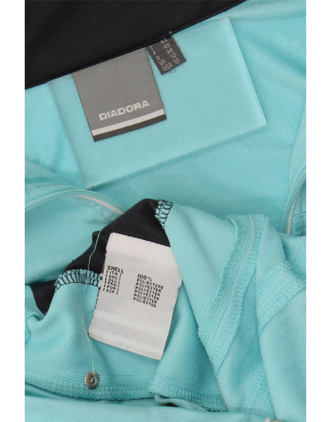 DIADORA Womens Tracksuit Top Jacket UK 12 Medium Blue Colourblock Vintage Diadora and Second-Hand Diadora from Messina Hembry 