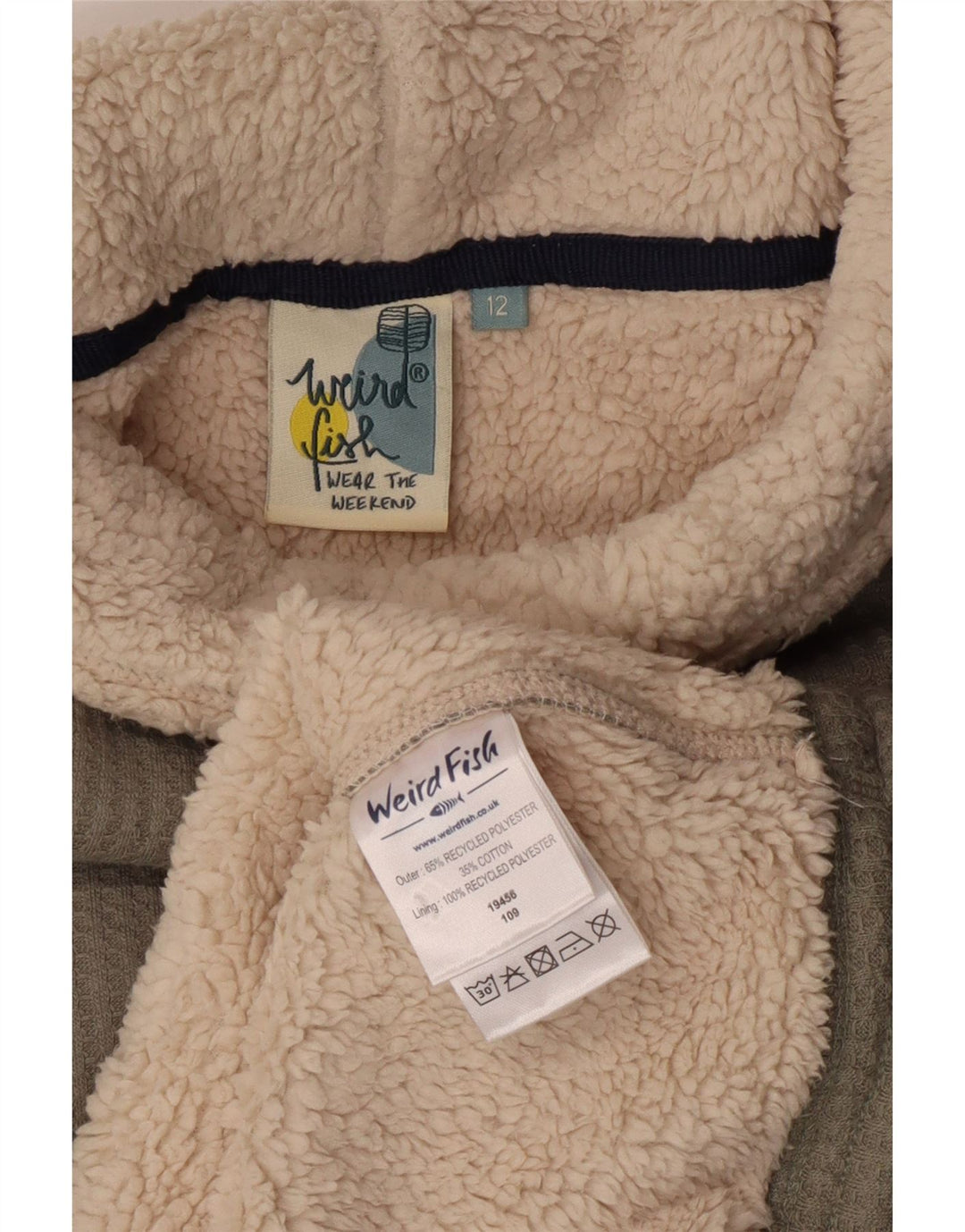 Weird Fish pentru femei Sherpa Gât rulat Pulover UK 12 Medium Green