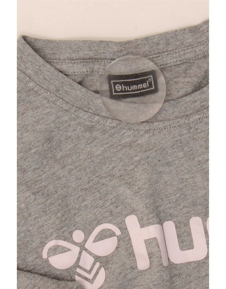 Tricou grafic pentru bărbați Hummel Top din bumbac cu pete gri mediu
