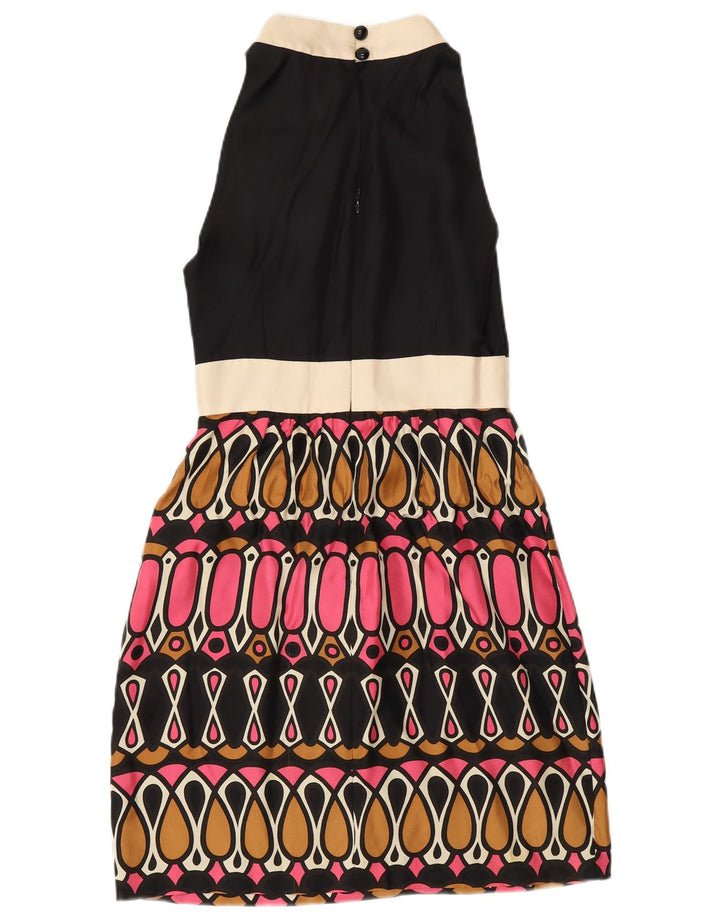 Rochie A-Line fără mâneci pentru femei MILLY US 6 Medium Black Geometric Matase