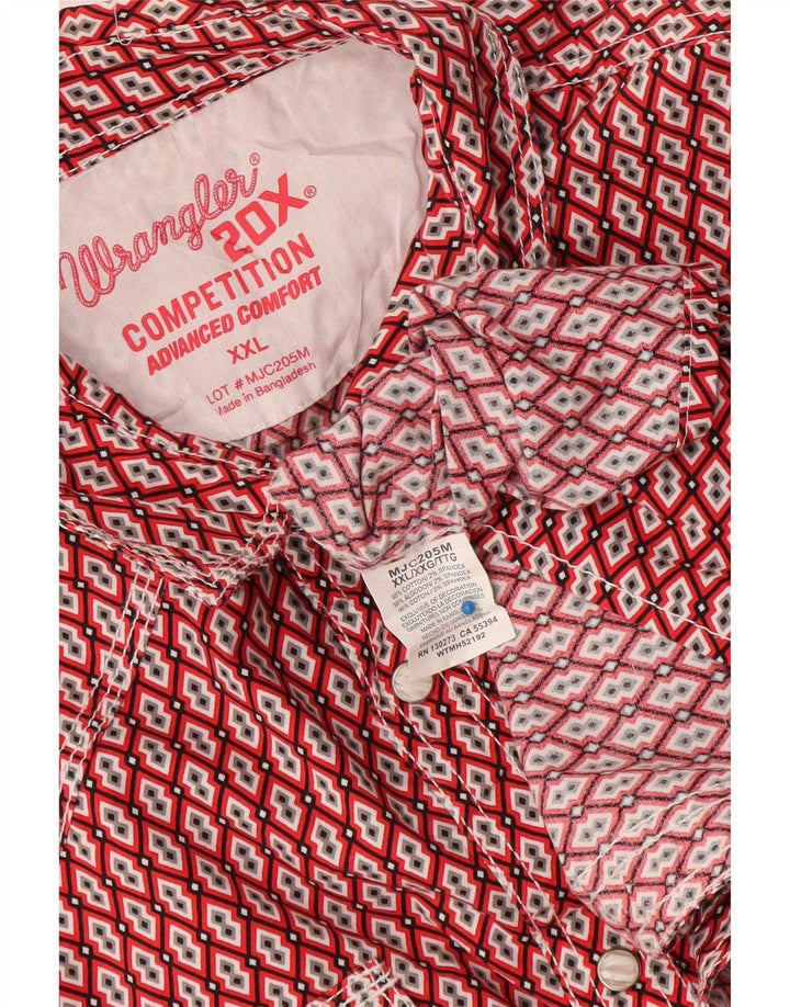 Cămașă pentru bărbați Wrangler 2XL bumbac geometric roșu