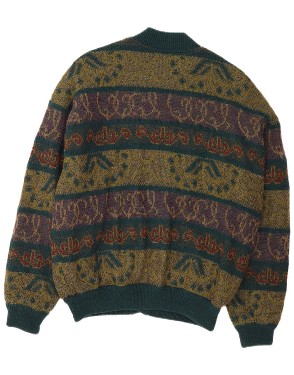 Umberto Vallati Pulover Cardigan Bărbați IT 48 Medium Green Fair Isle