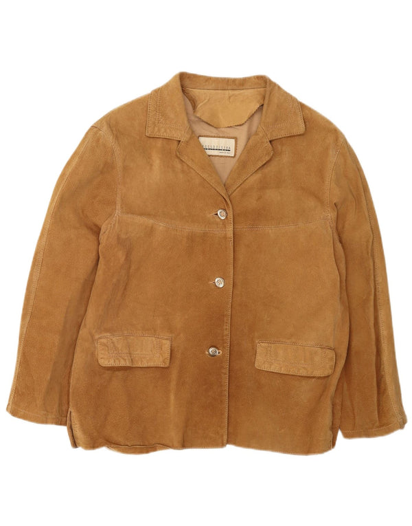 Jachetă pentru femei Rossodisera din piele intoarsa cu 3 nasturi, UK 14 Bej mediu