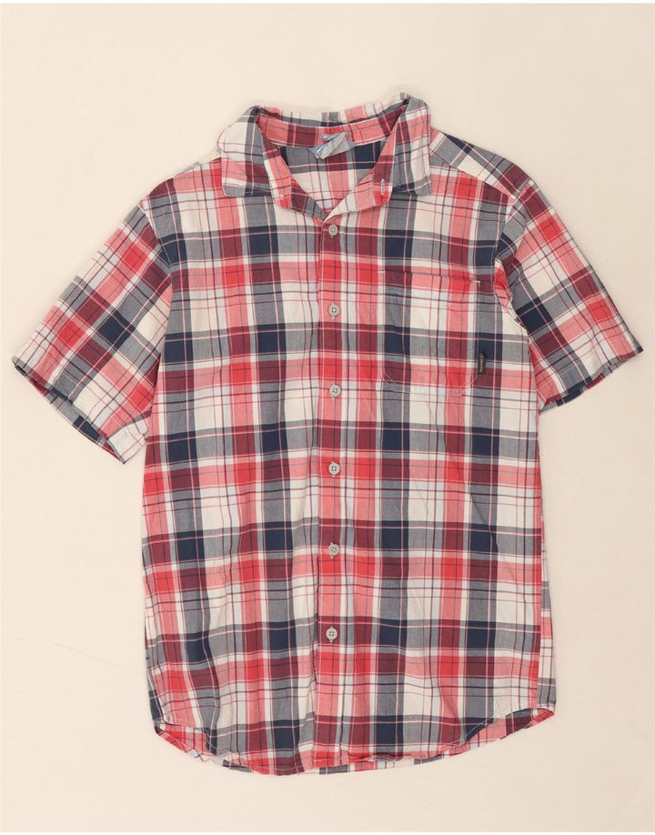 COLUMBIA Mens Regular Fit Short Sleeve Shirt Small Pink Check Cotton Vintage Columbia and Second-Hand Columbia from Messina Hembry 