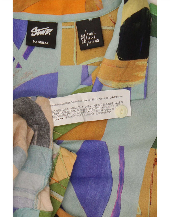 Cămașă pentru bărbați Pull & Bear cu mânecă scurtă, mare, multicoloră, din viscoză