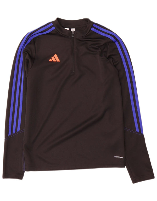 Adidas Boys Aeroready Zip Neck Pullover Tracksuit Top 13-14 Years Black