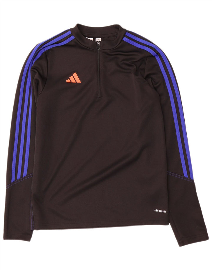 Adidas Boys Aeroready Zip Neck Pullover Trening Top 13-14 Ani Negru
