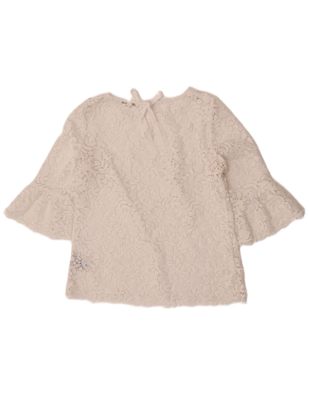 Bluză Boden pentru femei cu mâneci 3/4 transparente, UK 12, alb, floral, mediu