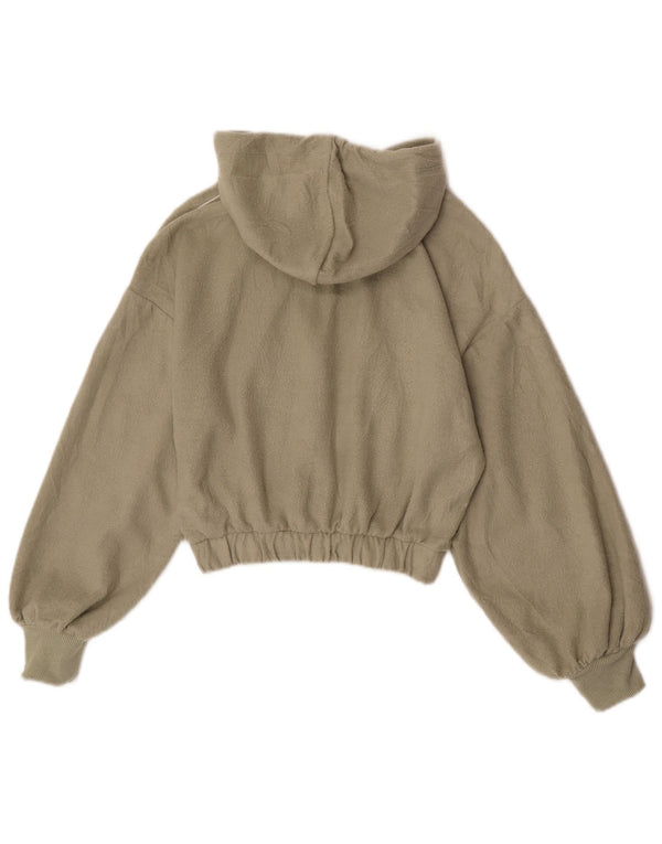 Pulover din lână Topshop pentru femei, cu glugă, cu fermoar și gât, UK 6 XS, kaki, poliester