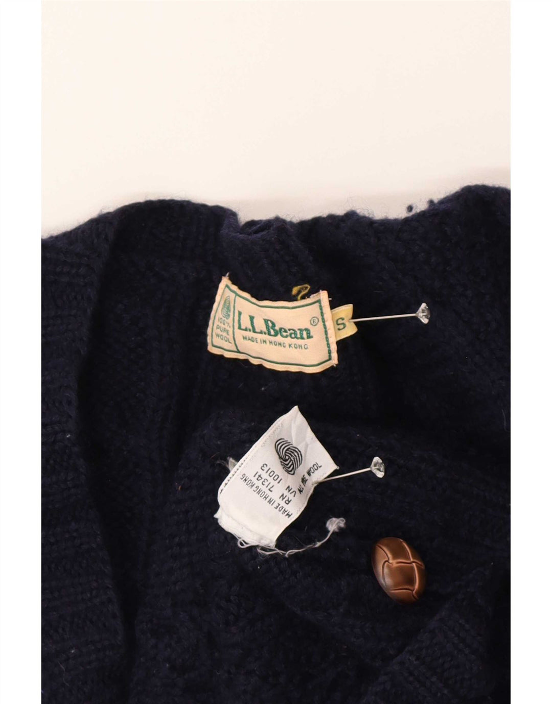 Pulover cardigan supradimensionat pentru femei L.L.Bean UK 10 mic din lână bleumarin