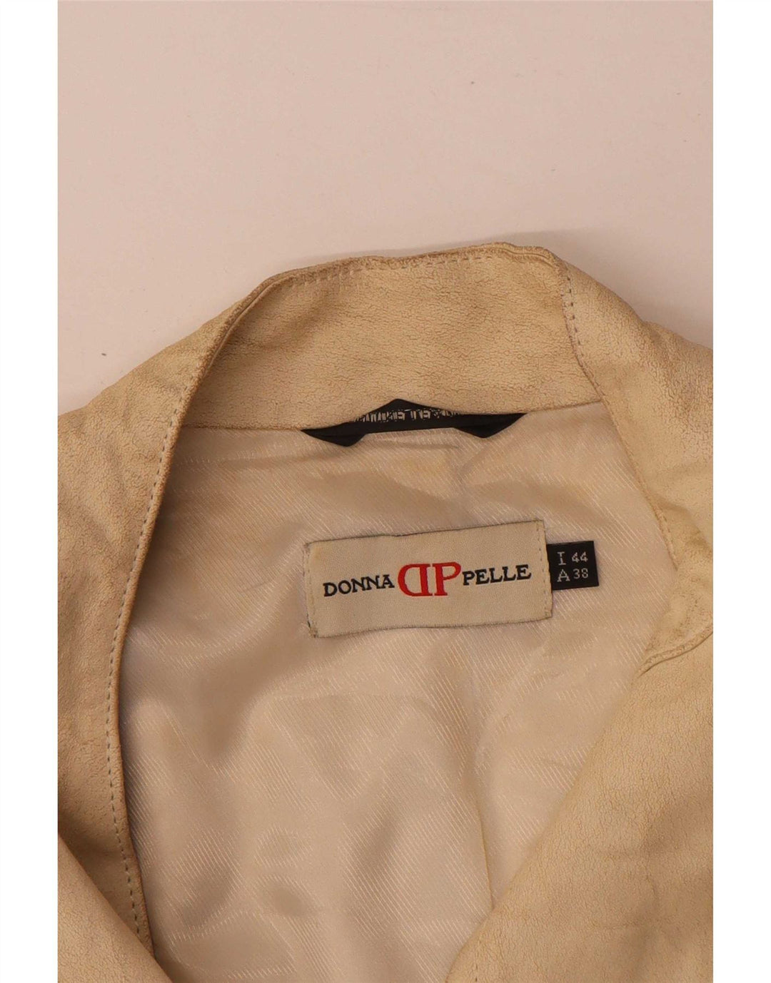 Jachetă de piele crop Donna Pelle pentru femei IT 44 Bej mediu